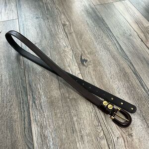 Lady Captiva Brown Lion Head Coin Dressy Leather Belt Adjustable 32-36"